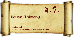 Mauer Taksony névjegykártya
